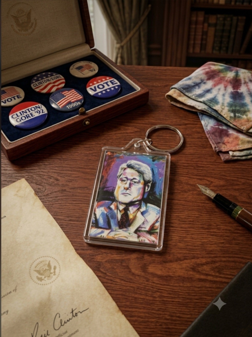 Clear Acrylic Keychain with Multicolor Artwork - Unbranded